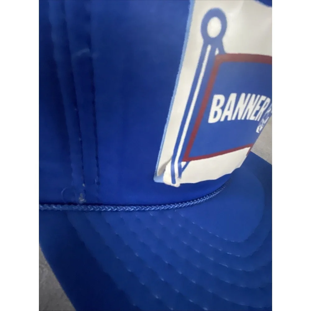 Distressed Banner Bearings‎ Trucker Hat Mens OSFA Blue Vintage Snapback Mesh Cap